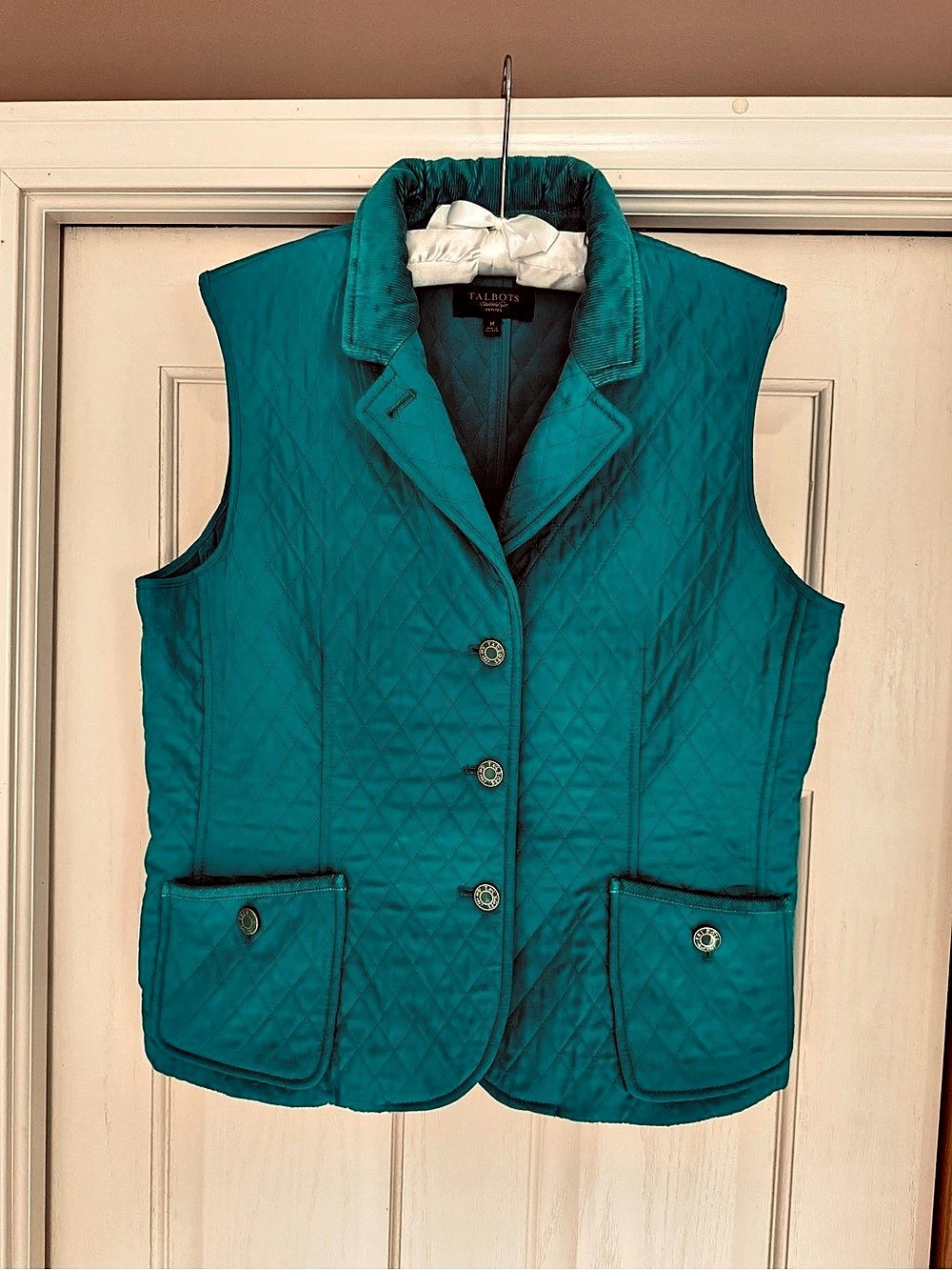 Talbots Diamond Quilted Vest Quilted Blue Medium
